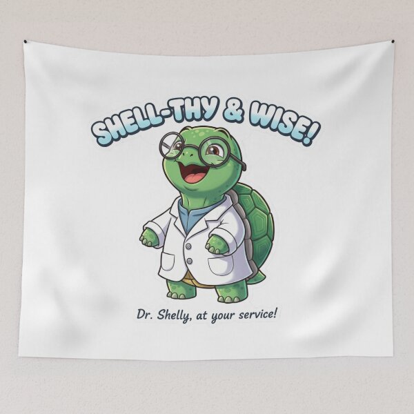Item preview, Cute Doctor Turtle Cartoon | "Shell Thy and Wise" Medical Pun Graphic designed and sold by ToonyTeez.