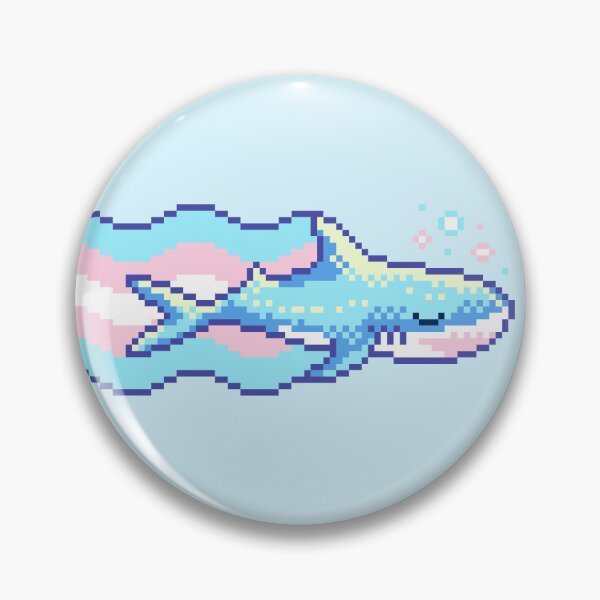 Item preview, Trans Pride Shark with Flag - Pixel Art - V4 designed and sold by HeatherUnderground.