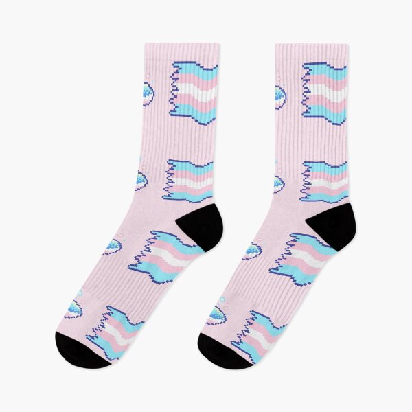 Item preview, Trans Pride Shark with Flag - Pixel Art - V4 designed and sold by HeatherUnderground.