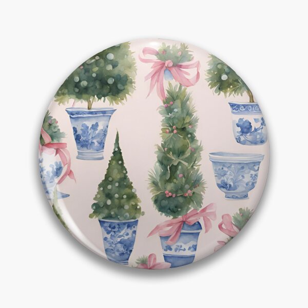 Item preview, Coquette Pink Chinoiserie Christmas Topiary Garden designed and sold by TheChinoiserie.