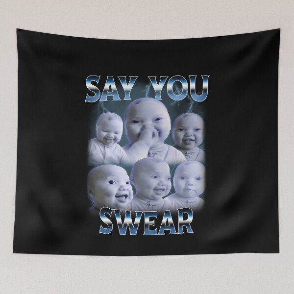 Item preview, Say You Swear Ai Niche Baby Holding Back Laugh Genz Meme designed and sold by elderberry.