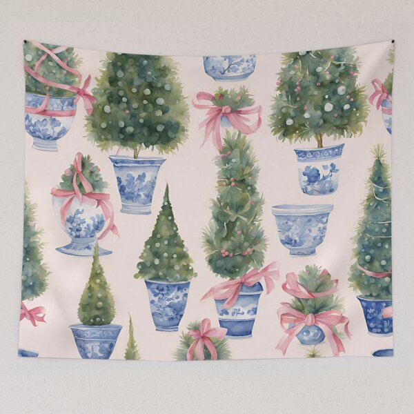 Item preview, Coquette Pink Chinoiserie Christmas Topiary Garden designed and sold by TheChinoiserie.