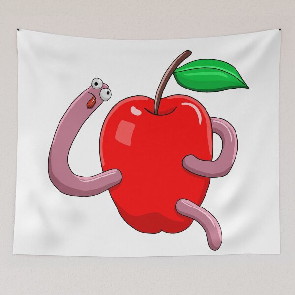 Item preview, Cute Worm Hugging Apple designed and sold by mikemike33.