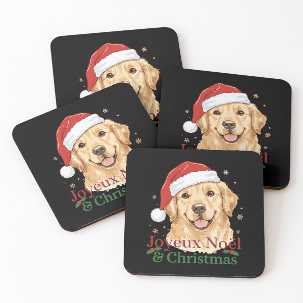 Item preview, Joyeux Noël & Christmas Golden Retriever Santa Hat designed and sold by ShapeVibe.
