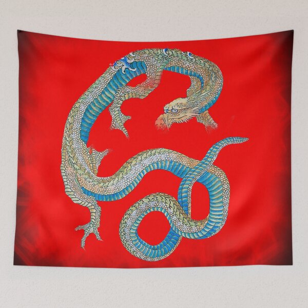 Item preview, Blue Japanese Dragon with Red Aura  designed and sold by Vintage by Kaya.