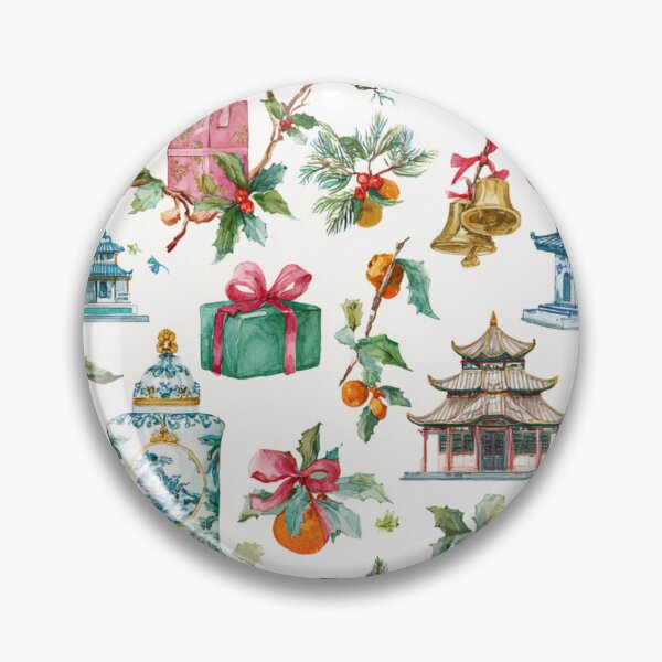 Item preview, Pagoda & Citrus Chinoiserie Christmas Garden designed and sold by TheChinoiserie.
