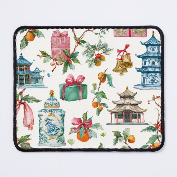 Item preview, Pagoda & Citrus Chinoiserie Christmas Garden designed and sold by TheChinoiserie.