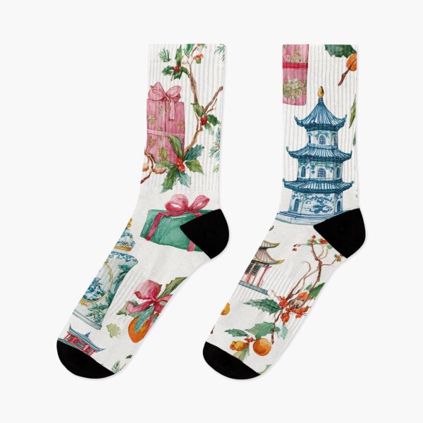 Item preview, Pagoda & Citrus Chinoiserie Christmas Garden designed and sold by TheChinoiserie.