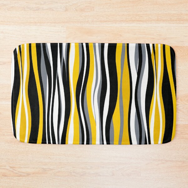 Item preview, High-Contrast Abstract Wave Pattern – Black, Grey & Yellow designed and sold by Queen Faceless Designs.