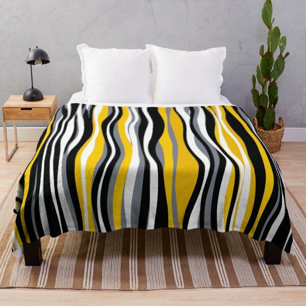 Item preview, High-Contrast Abstract Wave Pattern – Black, Grey & Yellow designed and sold by Queen Faceless Designs.