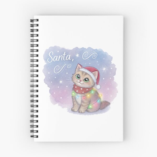 Item preview, Santa, Please… – Cute Christmas Kitten Wrapped in Lights | Watercolor Holiday Cat by Vivo Studio designed and sold by VivoStudio.