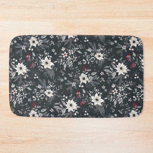 Item preview, Vintage Christmas classic winter watercolor floral gray white red designed and sold by Lolah-Studio.