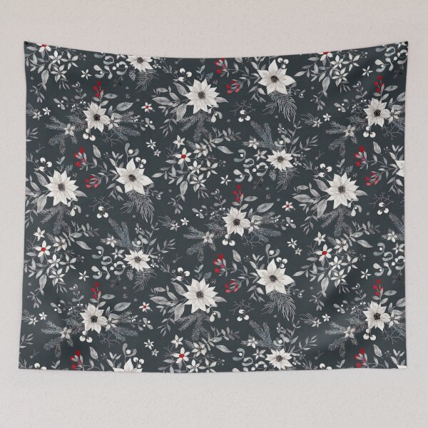 Item preview, Vintage Christmas classic winter watercolor floral gray white red designed and sold by Lolah-Studio.