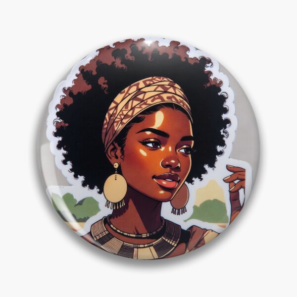 Item preview, Pegatina de arte afro mágico de chica negra: atuendo tribal africano, estética afro empoderante. designed and sold by napturallyval.