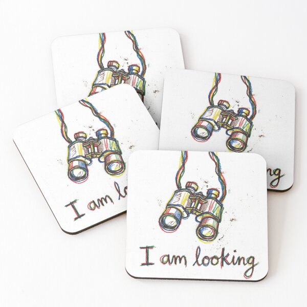 Item preview, I Am Looking - Naive Art Crayon Binoculars designed and sold by SavinMercantile.