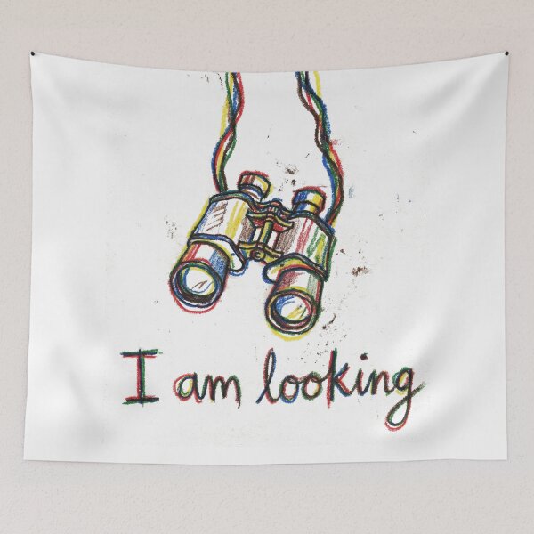 Item preview, I Am Looking - Naive Art Crayon Binoculars designed and sold by SavinMercantile.
