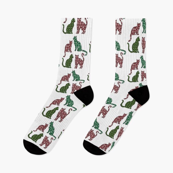 Item preview, Christmas Cats Silhouette Pattern - Festive Holiday Cat Design designed and sold by TherezaDesign.