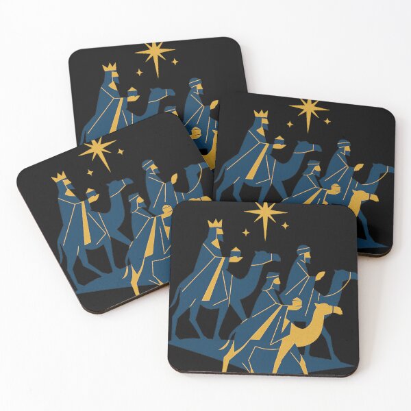 Item preview, Three Kings in Blue & Gold - Holy Night Painterly Scene designed and sold by I AM BRO.