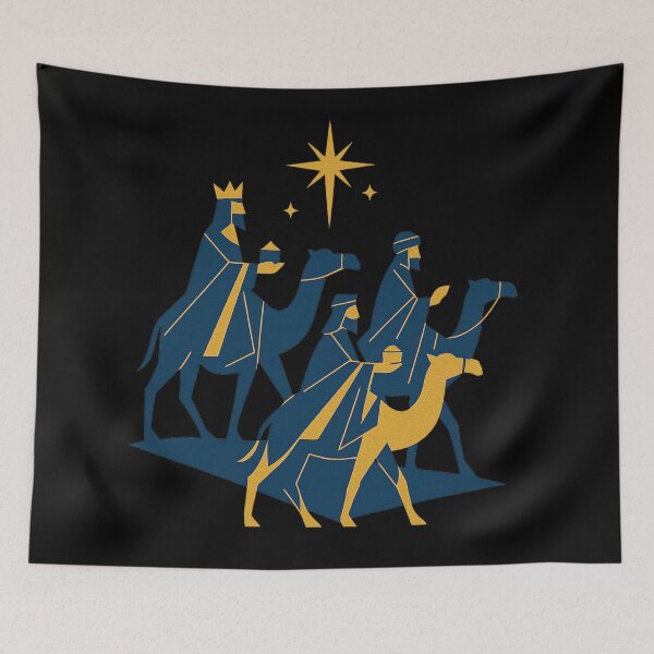 Item preview, Three Kings in Blue & Gold - Holy Night Painterly Scene designed and sold by I AM BRO.