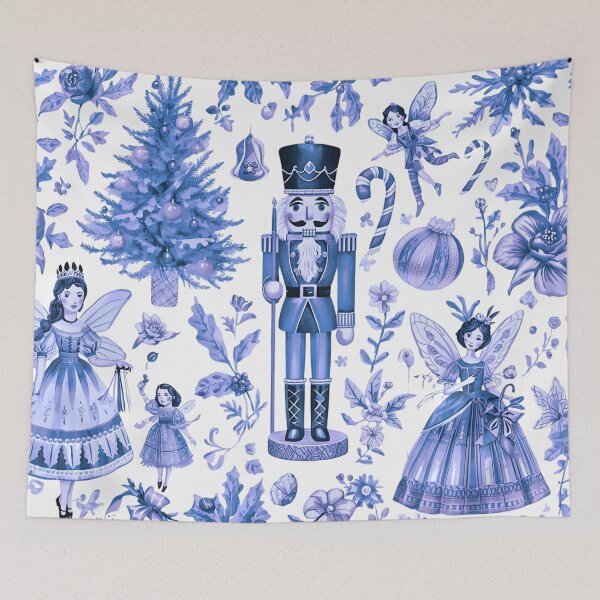 Item preview, Enchanted Nutcracker Christmas in Blue & White designed and sold by TheChinoiserie.