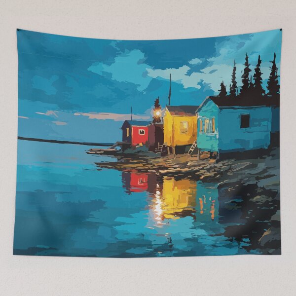 Item preview, Great Bear Lake Northwest Territories Retro Northern Shore Art designed and sold by TuncGK.