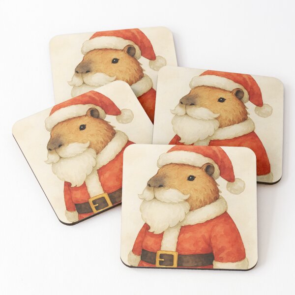 Item preview, Santa Claus Bara – Watercolor Cute Capybara Wearing Santa Outfit with White Beard designed and sold by EmeraldeaArt.