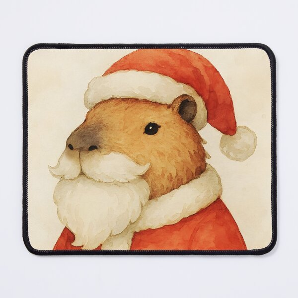 Item preview, Santa Claus Bara – Watercolor Cute Capybara Wearing Santa Outfit with White Beard designed and sold by EmeraldeaArt.