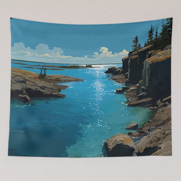 Item preview, Great Slave Lake Northwest Territories Vintage Coastal Landscape designed and sold by TuncGK.