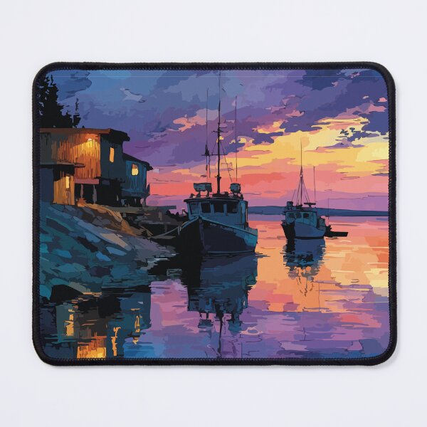 Item preview, Hay River Northwest Territories Retro Harbour Sunset Art designed and sold by TuncGK.