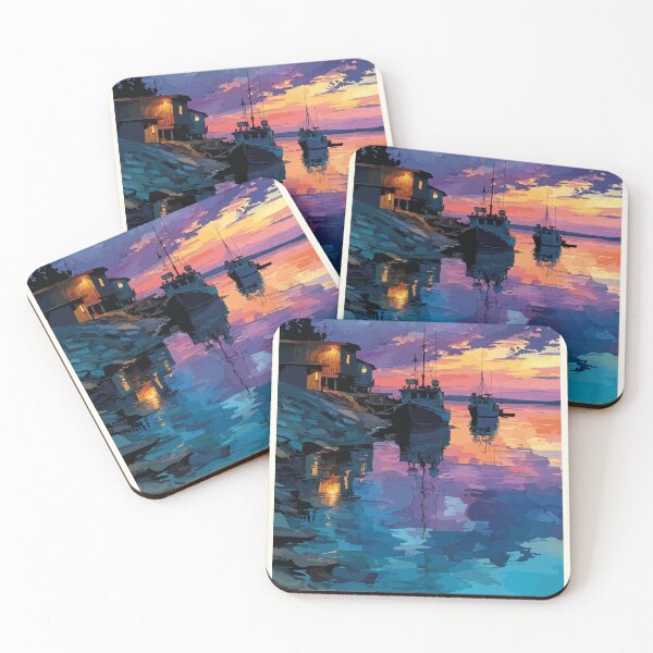 Item preview, Hay River Northwest Territories Retro Harbour Sunset Art designed and sold by TuncGK.
