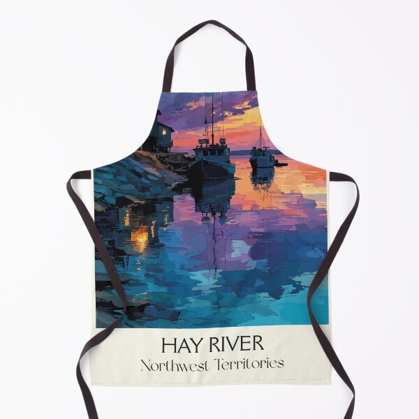 Item preview, Hay River Northwest Territories Retro Harbour Sunset Art designed and sold by TuncGK.