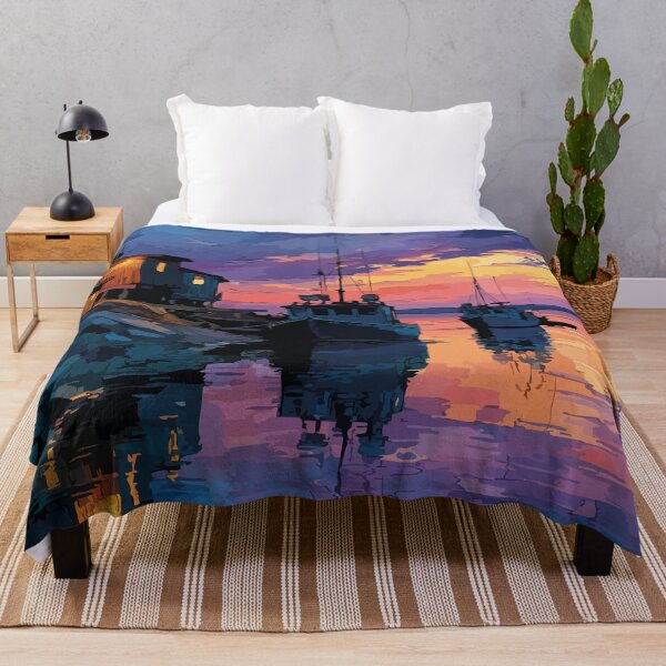 Item preview, Hay River Northwest Territories Retro Harbour Sunset Art designed and sold by TuncGK.
