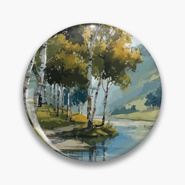 Item preview, Jean Marie Lake Northwest Territories Birch Shoreline Art designed and sold by TuncGK.