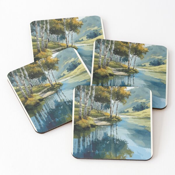 Item preview, Jean Marie Lake Northwest Territories Birch Shoreline Art designed and sold by TuncGK.