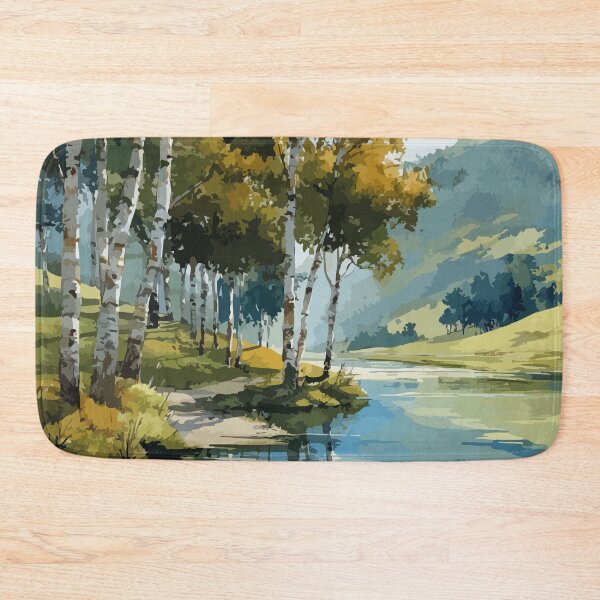 Item preview, Jean Marie Lake Northwest Territories Birch Shoreline Art designed and sold by TuncGK.