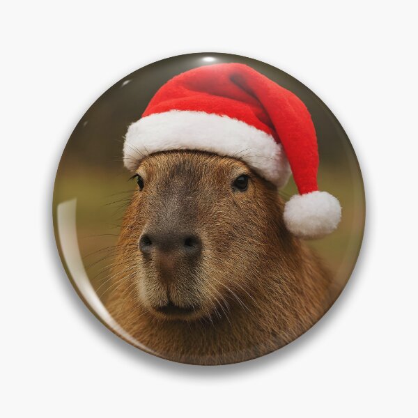 Item preview, Cute Adult Capybara with Red Santa Hat designed and sold by EmeraldeaArt.