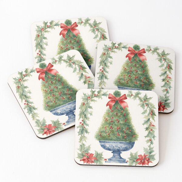 Item preview, Coquette Chinoiserie Christmas Topiary with Red Bow designed and sold by TheChinoiserie.