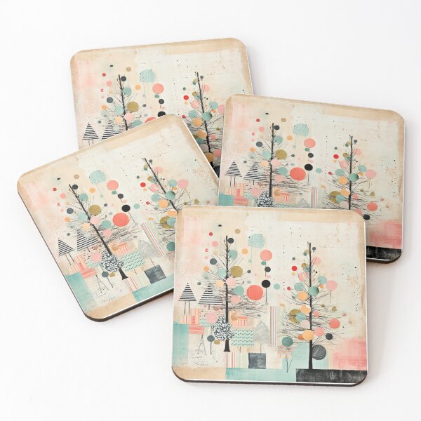 Item preview, Pastel abstract Christmas trees designed and sold by MendaciousMina.