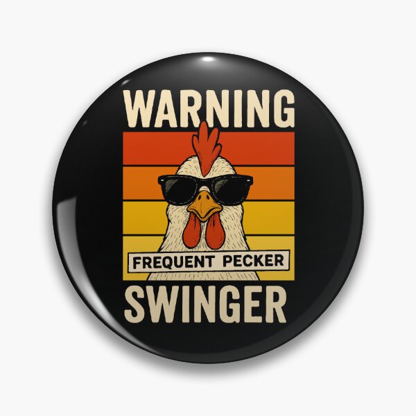 Item preview, Funny Chicken Swinger Warning – Retro Rooster “Frequent Pecker” Farm Pun Humor | Cool Sunglasses Chicken Design designed and sold by BrainBubbleArt.
