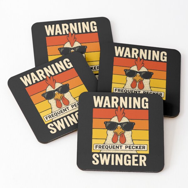 Item preview, Funny Chicken Swinger Warning – Retro Rooster “Frequent Pecker” Farm Pun Humor | Cool Sunglasses Chicken Design designed and sold by BrainBubbleArt.