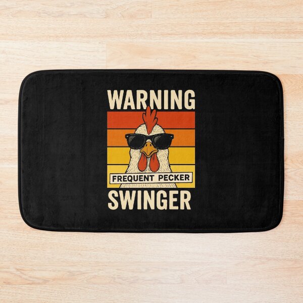 Item preview, Funny Chicken Swinger Warning – Retro Rooster “Frequent Pecker” Farm Pun Humor | Cool Sunglasses Chicken Design designed and sold by BrainBubbleArt.