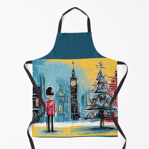 Item preview, A Regal Holiday Watch- A British Guard Beside a Festive Christmas Tree in a Color-Splashed London Scene designed and sold by OlfactoART Studio.