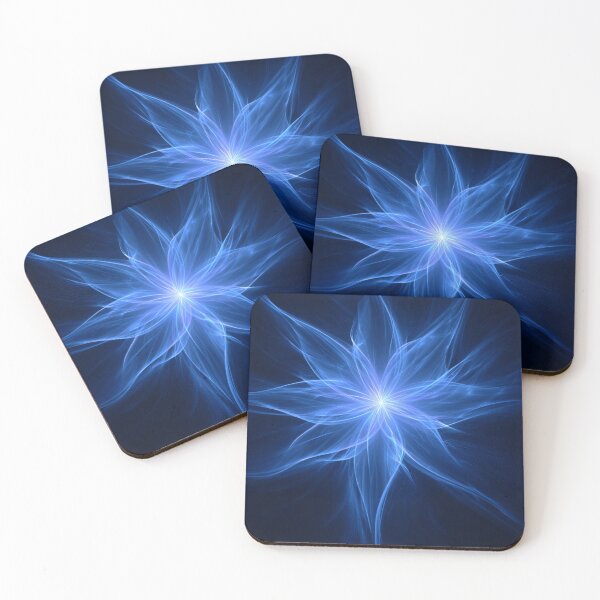 Item preview, Radiant Energy Bloom — Blue Light Flower Abstract Poster designed and sold by LunaPoster.