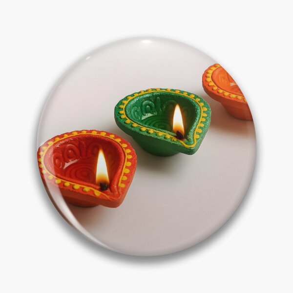 Item preview, Four Colorful Diwali Oil Lamps on White Background designed and sold by EmeraldeaDesign.