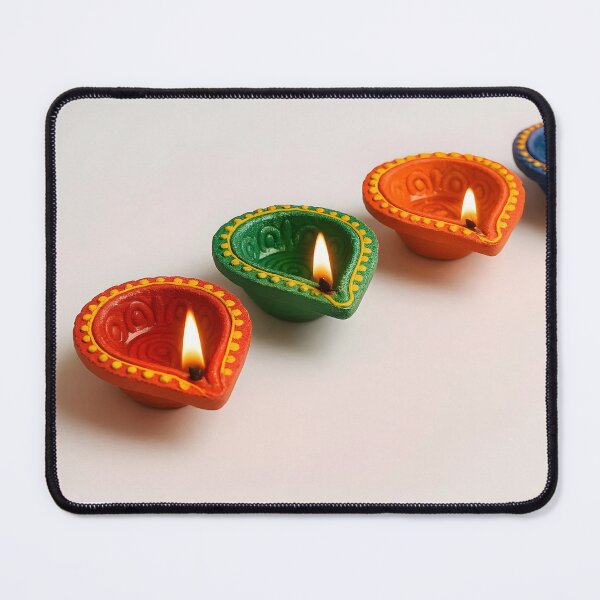 Item preview, Four Colorful Diwali Oil Lamps on White Background designed and sold by EmeraldeaDesign.
