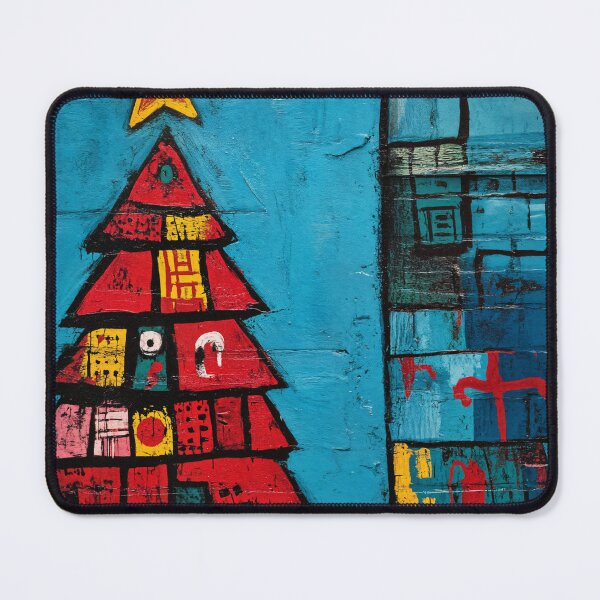 Item preview, A Vibrant Geometric Christmas Tree Mural with Bold Abstract Patterns and Star-Topped Splendor designed and sold by OlfactoART Studio.