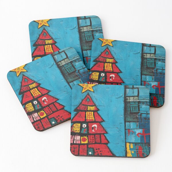 Item preview, A Vibrant Geometric Christmas Tree Mural with Bold Abstract Patterns and Star-Topped Splendor designed and sold by OlfactoART Studio.