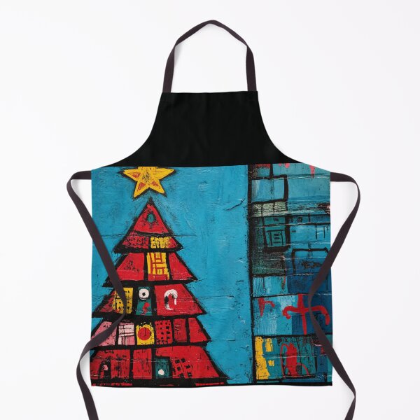 Item preview, A Vibrant Geometric Christmas Tree Mural with Bold Abstract Patterns and Star-Topped Splendor designed and sold by OlfactoART Studio.