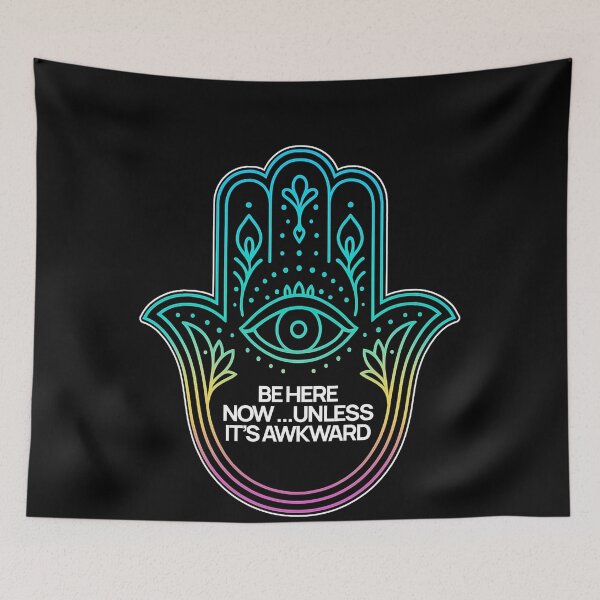 Item preview, SARCASTIC SPIRITUAL – Be Here Now Unless It’s Awkward – Gift for Friend • Neon Line Art designed and sold by JacobKAurumhead.