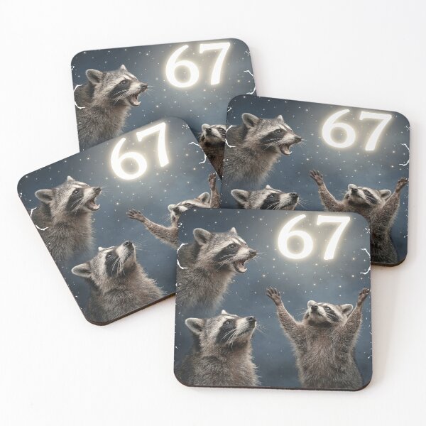 Item preview, Three Raccoon Howling At The Moon 67 Meme Parody designed and sold by NovaCraft30.